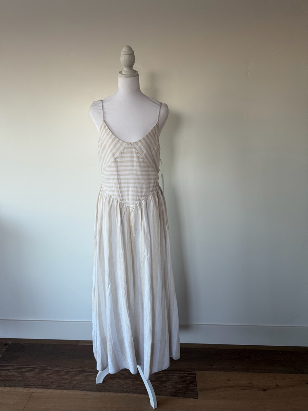 Torn by Ronny Kobo Cream Striped Maxi Dress